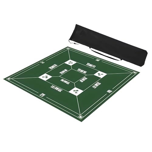 ZNQNDSR Mahjong-Spielmatte mit Aufbewahrungstasche, rutschfeste, Geräuschreduzierende Große Mahjong-Matte, Mahjong-Matte für Mahjong-Poker-Kartenspiele(Green,39x39in) von ZNQNDSR