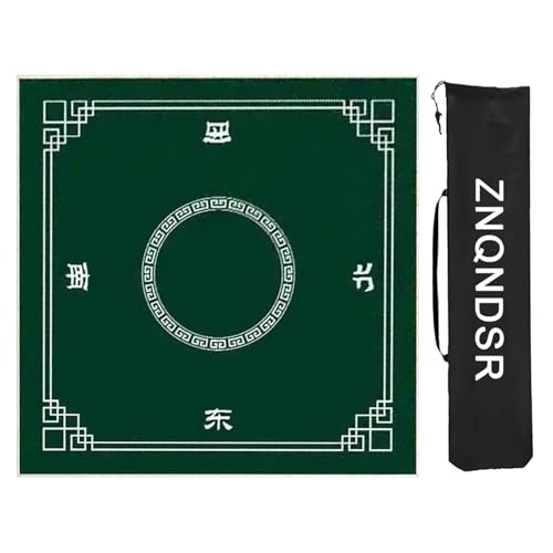 ZNQNDSR Mahjong-Tischmatte Mit Regeln, Mahjong-Matte Mit Aufbewahrungstasche, Quadratische Mahjong-Tischunterlage Für Mahjon-Poker(Dark Green,100cm/39in) von ZNQNDSR