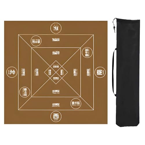 ZNQNDSR Mahjong-Tischmatte mit Anleitung, Mahjong-Tischunterlage mit Aufbewahrungstasche, Spieltischmatte für Mahjon Poker(Brown,37x37in) von ZNQNDSR