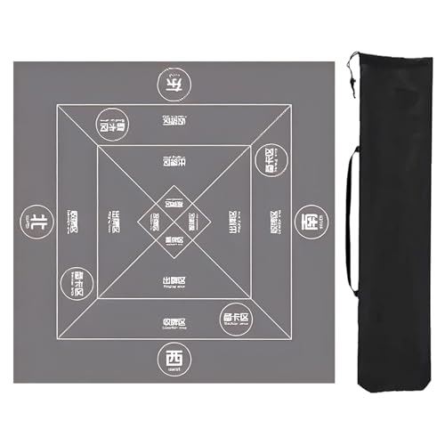 ZNQNDSR Mahjong-Tischmatte mit Anleitung, Mahjong-Tischunterlage mit Aufbewahrungstasche, Spieltischmatte für Mahjon Poker(Gray-,31x31in) von ZNQNDSR