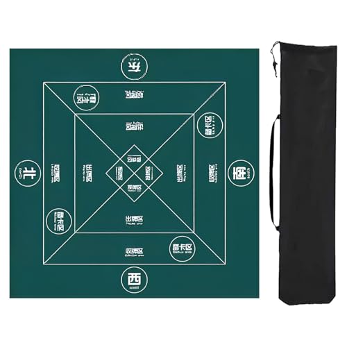 ZNQNDSR Mahjong-Tischmatte mit Anleitung, Mahjong-Tischunterlage mit Aufbewahrungstasche, Spieltischmatte für Mahjon Poker(Green,35x35in) von ZNQNDSR