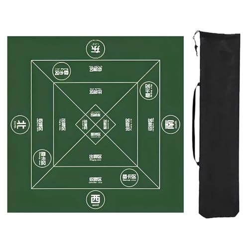 ZNQNDSR Mahjong-Tischmatte mit Aufbewahrungstasche, rutschfeste, Verdickte Mahjong-Spielmatte, Mahjong-Matte für Mahjong-Poker-Kartenspiele(Green,35x35in) von ZNQNDSR