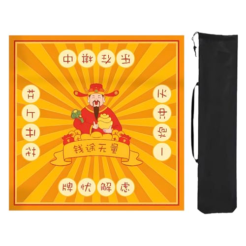 ZNQNDSR Orange Mahjong-Tischmatte mit Aufbewahrungstasche, Premium-Mahjong-Matte für Mahjon Poker, rutschfeste Mahjong-Spielmatte(31x31in) von ZNQNDSR