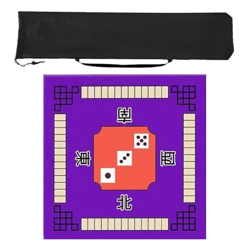 ZNQNDSR Quadratische Mahjong-Matte, Mahjong-Tischmatte Mit Aufbewahrungstasche, Spieltischmatte Mit Richtungsanzeige(Purple,23.6in) von ZNQNDSR