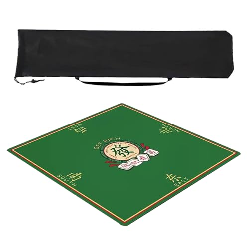 ZNQNDSR Quadratische Mahjong-Matte, mit Aufbewahrungstasche unten, rutschfeste Mahjong-Tischmatte, geeignet für Mahjong-Pokerspiel-Tischmatte(Style 2,33.4inx33.4in) von ZNQNDSR