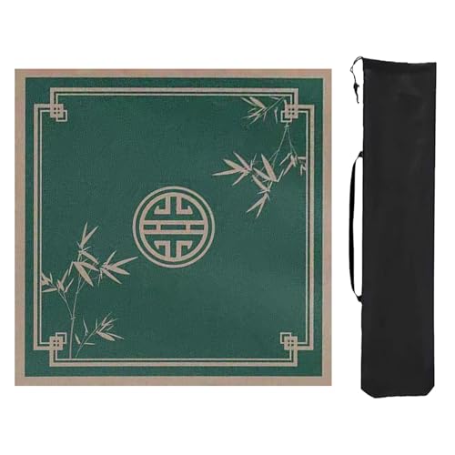 ZNQNDSR Quadratische Mahjong-Spielmatte mit Aufbewahrungstasche, Geräuschreduzierende Mahjong-Tischunterlage, rutschfeste Leder-Tischmatte(Green,31x31in) von ZNQNDSR