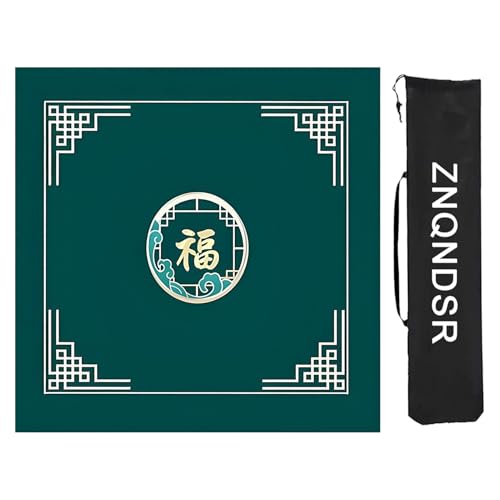 ZNQNDSR Quadratische Mahjong-Tischmatte, Mahjong-Matte Mit Aufbewahrungstasche, Mahjong-Spielmatte Für Mahjong Pai Jiu Poker(Deep Green,90cm/35in) von ZNQNDSR