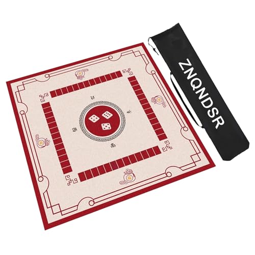 ZNQNDSR Quadratische Mahjong-Tischmatte, Mahjong-Tischmatte Mit Anweisungen, Mahjong-Matte Für Poker, Kartenspiele, Brettspiele(Red,80cm/31in) von ZNQNDSR