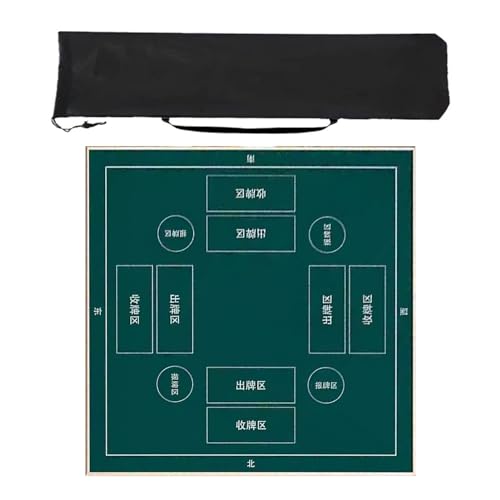 ZNQNDSR Quadratische Mahjong-Tischmatte, faltbar, Mahjong-Matte, rutschfest und geräuschreduzierend, aufrollbare Gaming-Matte mit Tragetasche(Style 4,110x110cm) von ZNQNDSR