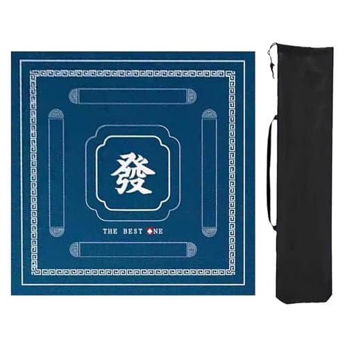 ZNQNDSR Quadratische Mahjong-Tischunterlage, rutschfeste Mahjong-Spielmatte mit Aufbewahrungstasche, Spieltischmatte für Mahjon Poker(Blue,31x31in) von ZNQNDSR