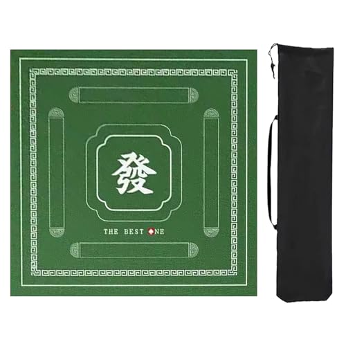 ZNQNDSR Quadratische Mahjong-Tischunterlage, rutschfeste Mahjong-Spielmatte mit Aufbewahrungstasche, Spieltischmatte für Mahjon Poker(Green,35x35in) von ZNQNDSR