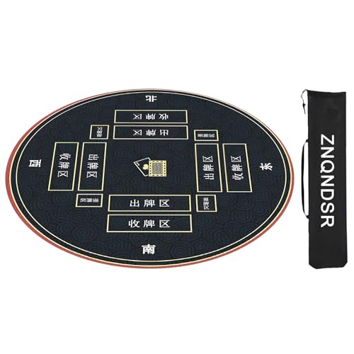 ZNQNDSR Runde Anti-Rutsch-Tischmatte Zur Geräuschreduzierung, Mahjong-Spielmatte Mit Aufbewahrungstasche, Mahjong-Matte Für Mahjon Poker(Black,100cm/39in) von ZNQNDSR