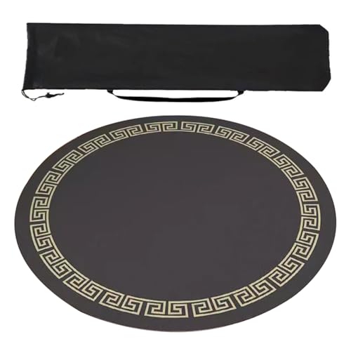 ZNQNDSR Runde Mahjong-Matte, Mahjong-Tischmatte aus Kristallsamt, rutschfeste Spieltischmatte für zu Hause, geeignet für Mahjong-Poker(Dark Gray 2,Diameter 23.6in) von ZNQNDSR