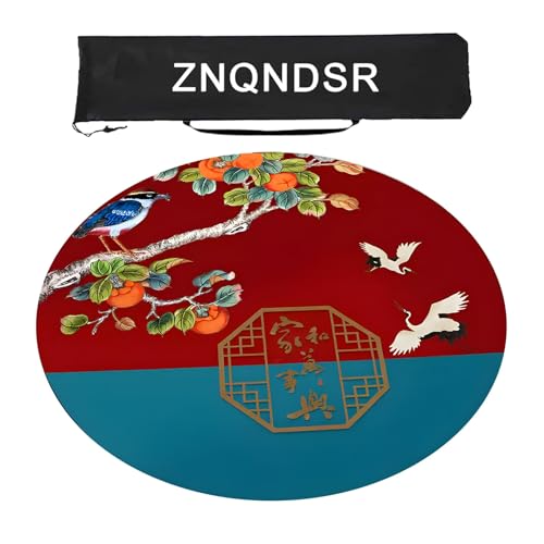 ZNQNDSR Runde Mahjong-Tischmatte, Mahjong-Tischunterlage Für Kartenspiele, Brettspiele, Kristallsamt Und rutschfeste Gummimatte(Blue and Red,100cm/39in) von ZNQNDSR