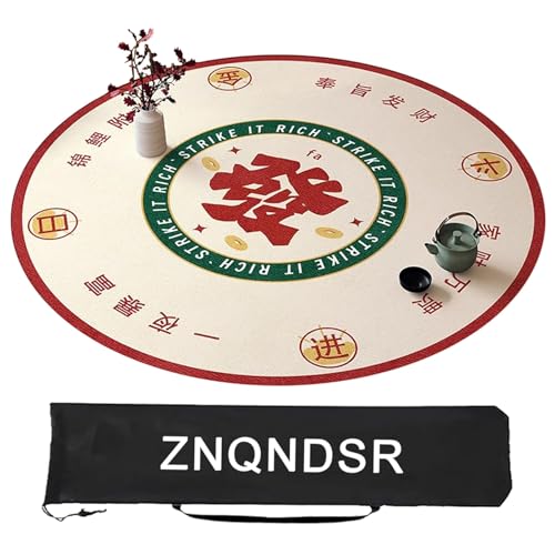 ZNQNDSR Verdickte Mahjong-Tischmatte, Quadratische Mahjong-Matte Mit Aufbewahrungstasche, Mahjong-Spielmatte Für Mahjong-Poker-Kartenspiele(Beige,90cm/35in) von ZNQNDSR