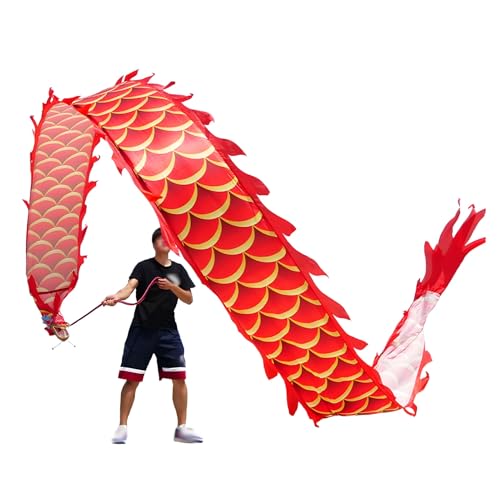 ZNQNDSR drachentanzband Drachen-Poi Mit 3D-Drachenkopf Und Schaukelseil, Drachenband-Poi Für Anfänger, Outdoor-Fitness-Bühnen-Requisiten-Set(Red,33 ft) von ZNQNDSR