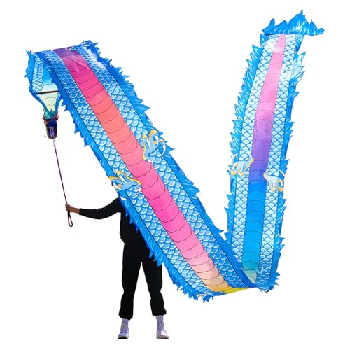 ZNQNDSR drachentanzband Drachen-Poi Mit 3D-Drachenkopf Und Schaukelseil, Drachenband-Poi Für Fitness-Party, Bühnen-Performance-Requisiten-Set(Blue,26 ft) von ZNQNDSR