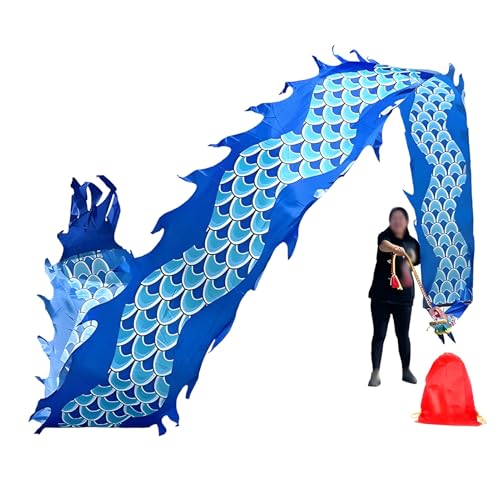 ZNQNDSR drachentanzband Drachen-Poi Mit 3D-Drachenkopf Und Schaukelseil-Kombination, Quadratischer Übungstanz-Drachen-Poi, Chinesisches Schleuderband(Blue,8m/26ft) von ZNQNDSR