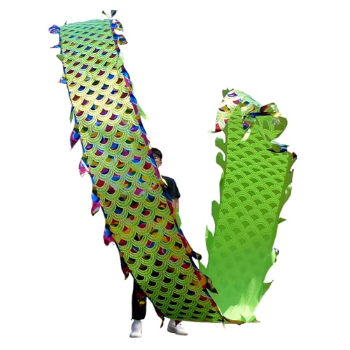 ZNQNDSR drachentanzband Drachen-Poi Mit Ball Und Schaukelseil-Kombination, Jonglierspiel Golden Scales Dragon Flag Poi Für Outdoor-Fitnesspartys(Green,20 ft) von ZNQNDSR