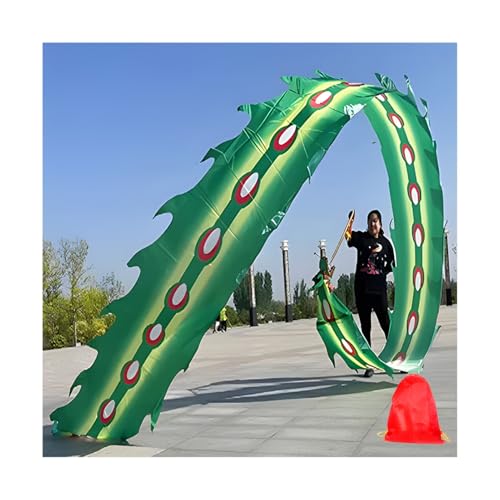 ZNQNDSR drachentanzband Drachenband-Poi Für Outdoor-Fitness-Partys Im Freien, Waschbarer Drachen-Poi Für Junge Erwachsene, Altes Fitnesstraining(Green,12m/37ft) von ZNQNDSR