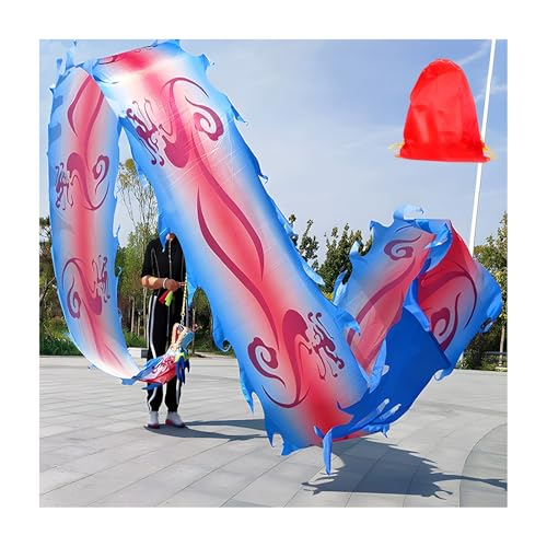 ZNQNDSR drachentanzband Drachenband-Poi Mit 3D-Drachenkopf, Drachen-Poi Für Outdoor-Fitness-Partys Im Freien, Drachenflaggen-Poi Mit Aufbewahrungstasche(Blue,26 ft) von ZNQNDSR