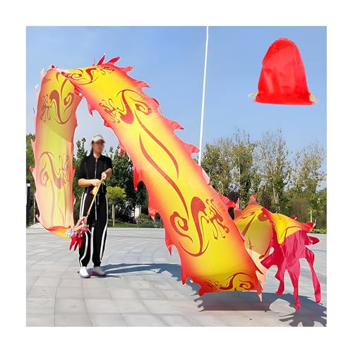 ZNQNDSR drachentanzband Drachenband-Poi Mit 3D-Drachenkopf, Drachen-Poi Für Outdoor-Fitness-Partys Im Freien, Drachenflaggen-Poi Mit Aufbewahrungstasche(Red,33 ft) von ZNQNDSR