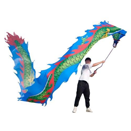 ZNQNDSR drachentanzband Drachenband-Poi Mit Zubehör, Drachen-Poi Für Anfänger, Outdoor-Fitness-Bühnen-Requisiten-Set, Übungstanz-Drachen-Poi(Green and Blue,33 ft) von ZNQNDSR