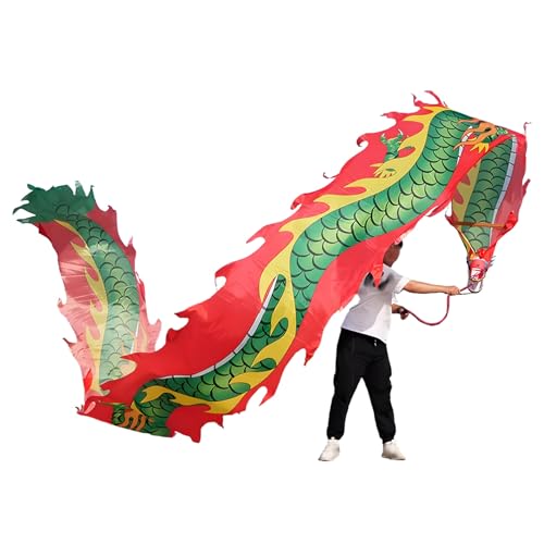 ZNQNDSR drachentanzband Drachenband-Poi Mit Zubehör, Drachen-Poi Für Anfänger, Outdoor-Fitness-Bühnen-Requisiten-Set, Übungstanz-Drachen-Poi(Green and Red,33 ft) von ZNQNDSR