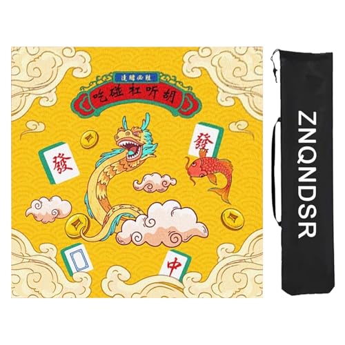 ZNQNDSR rutschfeste Mahjong-Matten Mit Aufbewahrungstasche, Mahjong-Tischmatte Für Mahjon Poker, Spielmatte Für Kartenspiele, Brettspiele(Yellow,95cm/37in) von ZNQNDSR