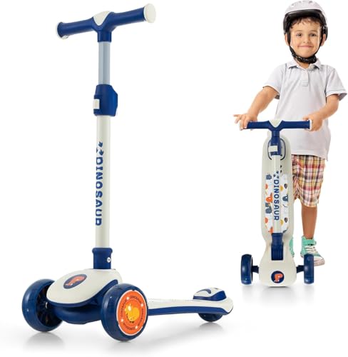 Folding Kick Scooter Scooter Kids Scooters, Faltbarer 3-Rad-Scooter mit leuchtenden PU-Rädern, höhenverstellbarem Lenker und Hinterradbremse, leicht zu lenkender Schieberoller for Kleinkinder im Alter von ZOAPDEBCE