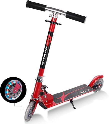 Folding Kick Scooter Scooter Kids Scooters, Leuchtende LED-Scooter mit 2 Rädern for Kinder im Alter von 4 bis 13 Jahren, Mädchen und Jungen, verstellbares, faltbares Schiebebrett mit T-Stange, maximal von ZOAPDEBCE