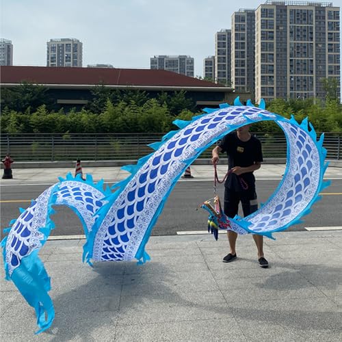 ZOAPDEBCE 3D Dragon Ribbon Streamer Outdoor Fitness Dragon D Drachen-Poi-Drachen-Poi-Drachen-Blauschuppe(10 m (33 ft)) von ZOAPDEBCE