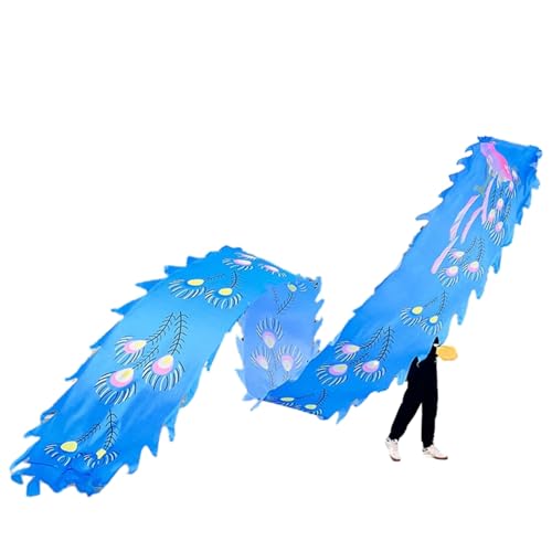 ZOAPDEBCE 3D Dragon Ribbon Streamer Outdoor Fitness Dragon D Drachen-Poi-Pfauenfeder-Drachen-Tanzband(Blu) von ZOAPDEBCE