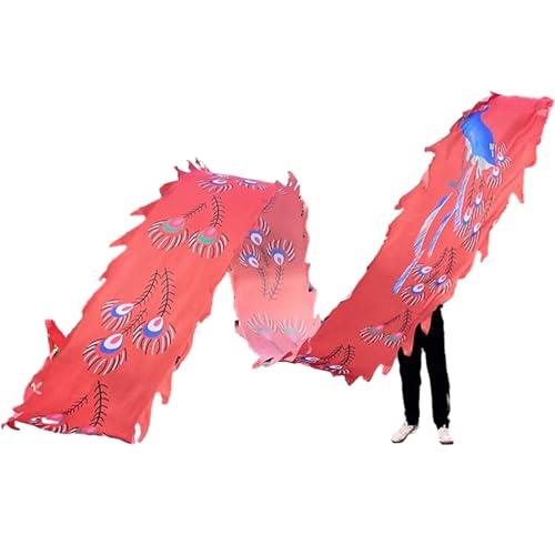 ZOAPDEBCE 3D Dragon Ribbon Streamer Outdoor Fitness Dragon D Drachen-Poi-Pfauenfeder-Drachen-Tanzband(Rosso) von ZOAPDEBCE