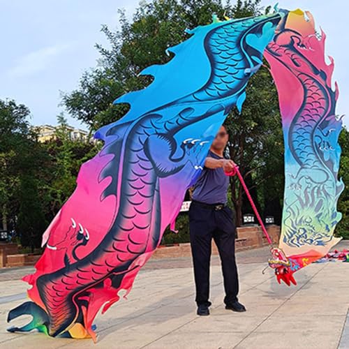 ZOAPDEBCE 3D Dragon Ribbon Streamer Outdoor Fitness Dragon D Drachen-Poi-Tanz-Drachenband mit chinesischem Loong-Bild(Colorful,10 m (33 ft)) von ZOAPDEBCE