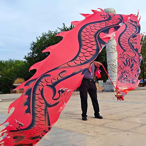 ZOAPDEBCE 3D Dragon Ribbon Streamer Outdoor Fitness Dragon D Drachen-Poi-Tanz-Drachenband mit chinesischem Loong-Bild(Rosso,10 m (33 ft)) von ZOAPDEBCE