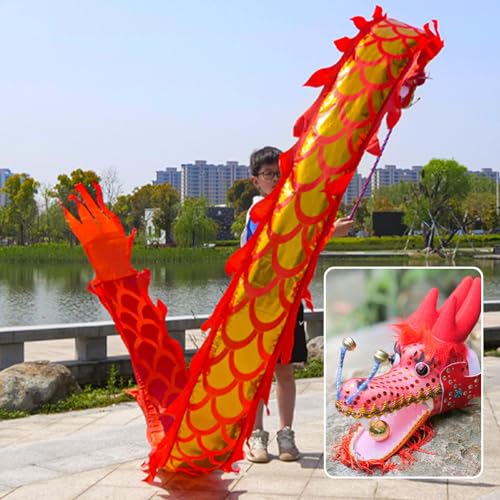 ZOAPDEBCE 3D Dragon Ribbon Streamer Outdoor Fitness Dragon D Drachen-Poi for Kinder/Anfänger, kleine Drachen-Poi(Rosso,2 m (6.5 ft)) von ZOAPDEBCE