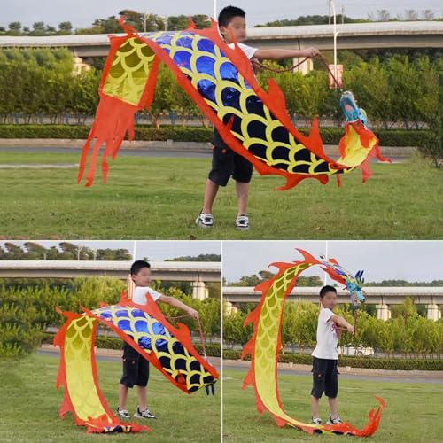 ZOAPDEBCE 3D Dragon Ribbon Streamer Outdoor Fitness Dragon D Dragon Poi Jugend-/Anfängertanz Dragon Poi(Blu,2 m (6.5 ft)) von ZOAPDEBCE