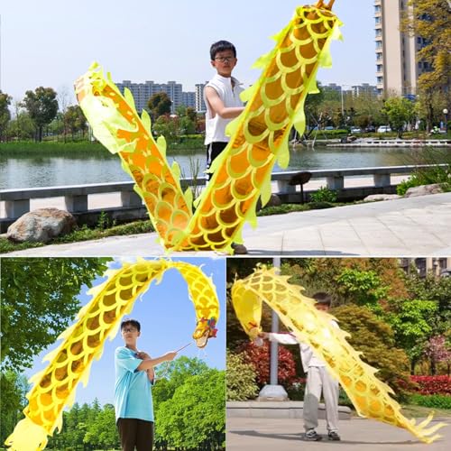 ZOAPDEBCE 3D Dragon Ribbon Streamer Outdoor Fitness Dragon D Dragon Poi Jugend-/Anfängertanz Dragon Poi(Giallo,2 m (6.5 ft)) von ZOAPDEBCE