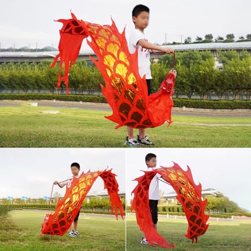 ZOAPDEBCE 3D Dragon Ribbon Streamer Outdoor Fitness Dragon D Dragon Poi Jugend-/Anfängertanz Dragon Poi(Rosso,2 m (6.5 ft)) von ZOAPDEBCE