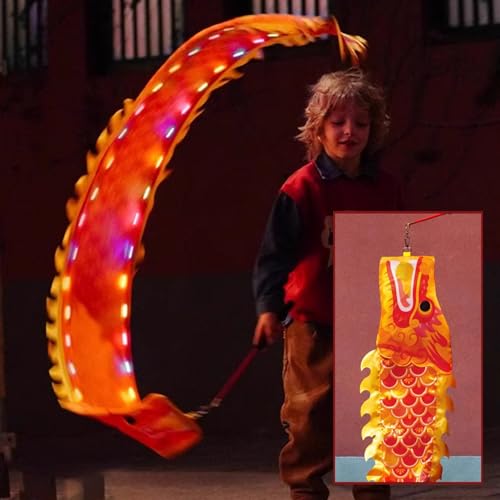 ZOAPDEBCE 3D Dragon Ribbon Streamer Outdoor Fitness Dragon D Dragon Poi Leuchtendes Drachentanzband for Kinder von ZOAPDEBCE