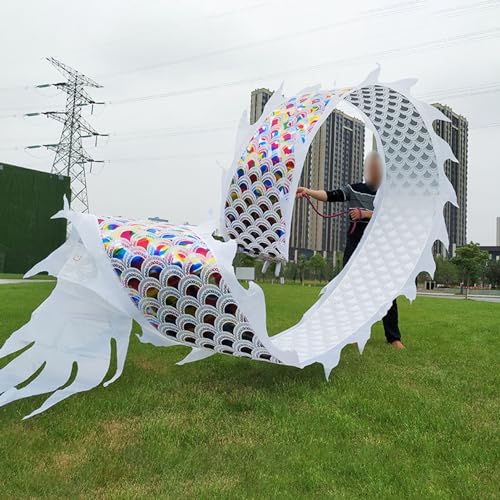 ZOAPDEBCE 3D Dragon Ribbon Streamer Outdoor Fitness Dragon D Dragon Poi White Dance Dragon Flinging Ribbon(10 m (33 ft)) von ZOAPDEBCE