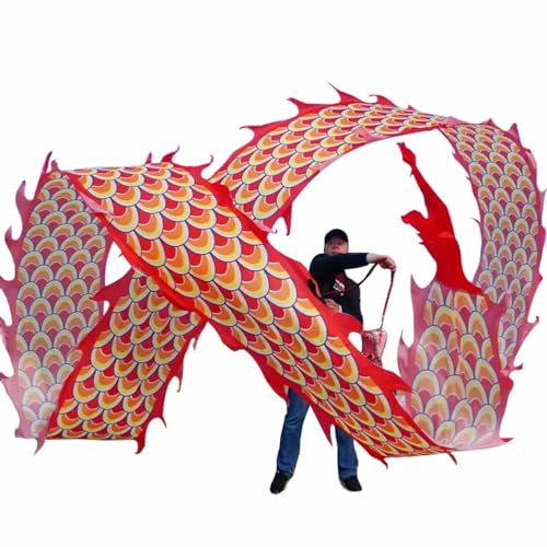 ZOAPDEBCE3D Dragon Ribbon Streamer， 3D bunter Drache, seidenähnlicher, fließender, sich drehender und schüttelnder Poi, quadratisches Outdoor-Rasensport-Fitness-Drachentanzband mit Reisetasche, 8 m/10 von ZOAPDEBCE