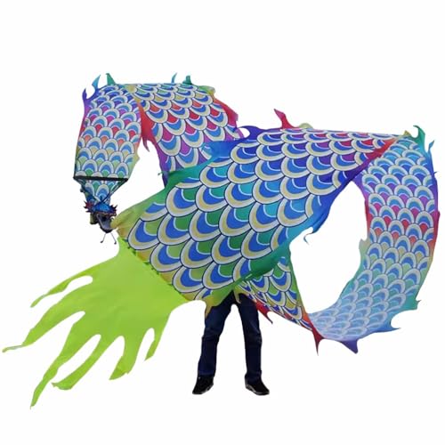 ZOAPDEBCE3D Dragon Ribbon Streamer， 3D bunter Drache, seidenähnlicher, fließender, sich drehender und schüttelnder Poi, quadratisches Outdoor-Rasensport-Fitness-Drachentanzband mit Reisetasche, 8 m/10 von ZOAPDEBCE