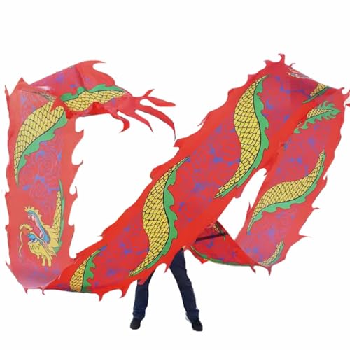 ZOAPDEBCE3D Dragon Ribbon Streamer， 3D bunter Drache, seidenähnlicher, fließender, sich drehender und schüttelnder Poi, quadratisches Outdoor-Rasensport-Fitness-Drachentanzband mit Reisetasche, 8 m/10 von ZOAPDEBCE