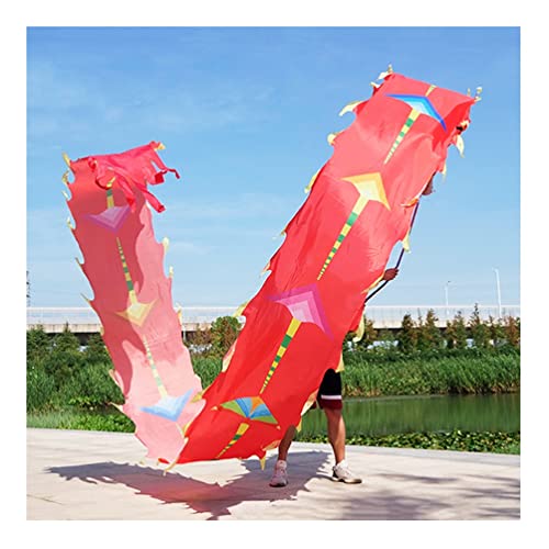 ZOAPDEBCE3D Dragon Ribbon Streamer， Bunte Drachentanz-Luftschlangen aus Seide, Spinnband for Sport und Fitness for Erwachsene und Kinder mit Drachenkopf, waschbar/reißfest(Rosso,6m/20ft) von ZOAPDEBCE