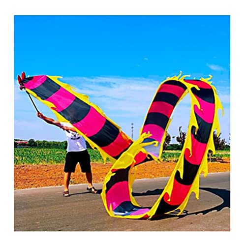 ZOAPDEBCE3D Dragon Ribbon Streamer， Bunte Drachentanz-Luftschlangen aus Seide, Sport-Fitness-Spinband for Erwachsene und Kinder mit Drachenkopf, Eltern-Kind-Spielausrüstung(Style 1,6m/20ft) von ZOAPDEBCE