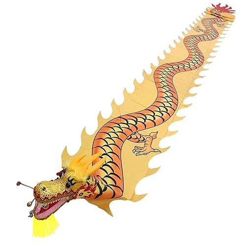 ZOAPDEBCE3D Dragon Ribbon Streamer， Bunter Seidenband-Tänzer, Kunst-Tanz-Flagge/Streamer-Drachen waschbar, Tanzübungsband for Kinder und Erwachsene for Partypark(Giallo,12m/39ft) von ZOAPDEBCE