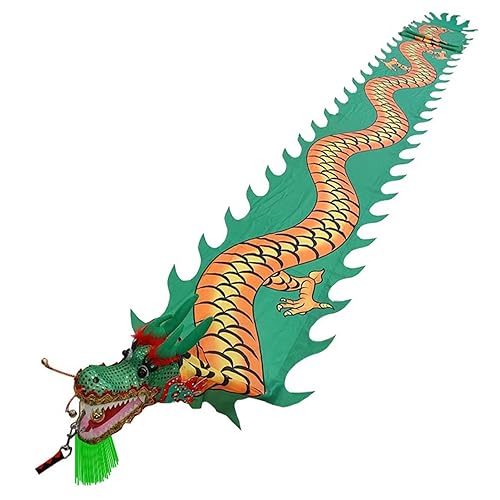 ZOAPDEBCE3D Dragon Ribbon Streamer， Bunter Seidenband-Tänzer, Kunst-Tanz-Flagge/Streamer-Drachen waschbar, Tanzübungsband for Kinder und Erwachsene for Partypark(Green,10m/33ft) von ZOAPDEBCE