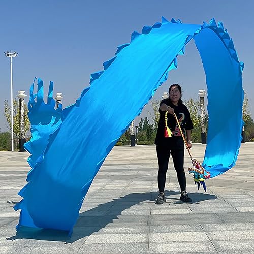 ZOAPDEBCE3D Dragon Ribbon Streamer， Bunter Seidenband-Tänzer, Seidenband-Tänzer-Streamer mit Kopf, Kunsttanzfahne for Fitness-Jonglier-Gymnastikübungen, 6/8/10M Band(Fluorescent,8m/26ft) von ZOAPDEBCE